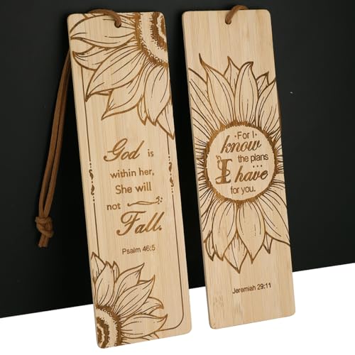 2 Pcs Bible Bookmarks for Women, Sunflower Bamboo Religious Christian Bookmarks Gifts for Women Book Marks for Reading (Sunflower) - style: Sunflower