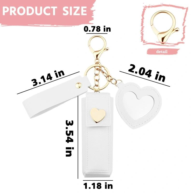 Sisadodo Lip Oil Lipstick Case with Mirror Lip Oil Lipstick Holder Key Chain for Car Keys Keychains Lipstick Organizer Case - color: White-