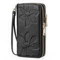 GOIACII Women's Wallet RFID Blocking Leather Wristlet | 2 Zip Around, Large Capacity, Credit Card Holder, Ladies Phone Clutch Purse - color: A01 Black