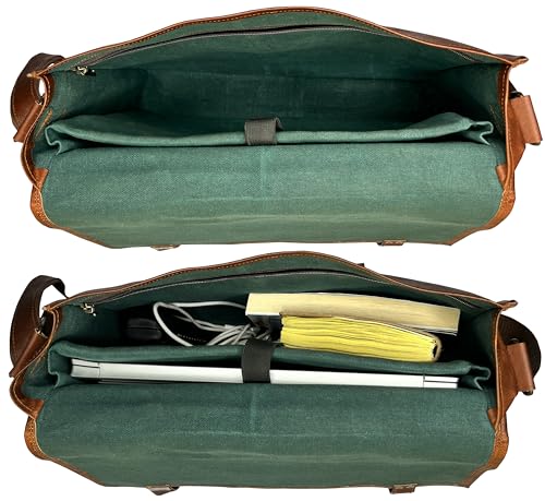 Leather Messenger Bag for Men - 16 Inch Laptop Briefcase, Vintage Satchel - color: 16 Inches (Brown)