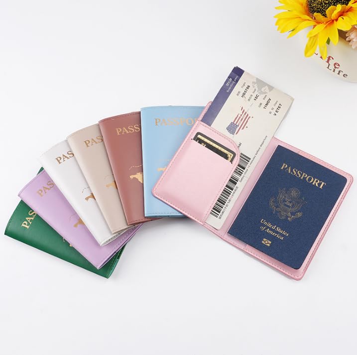1-Piece Passport Holder, PU Leather Travel Wallet Case—An Ultra-Slim Document Organizer and Vacation Essential - color: Purple