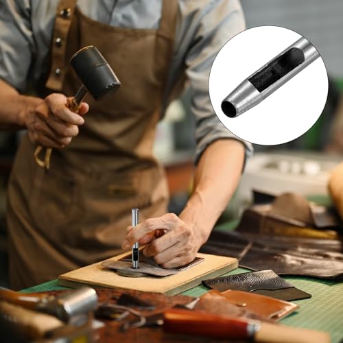 4.5MM Leather Hole Punch Tool [4PCS] - Metal Round Belt Hole Puncher Use for Leather Working & Belts & Watch Band & Paper & Plastic - [Silver Tone] Round Hollow Tools - size: 4.5mm