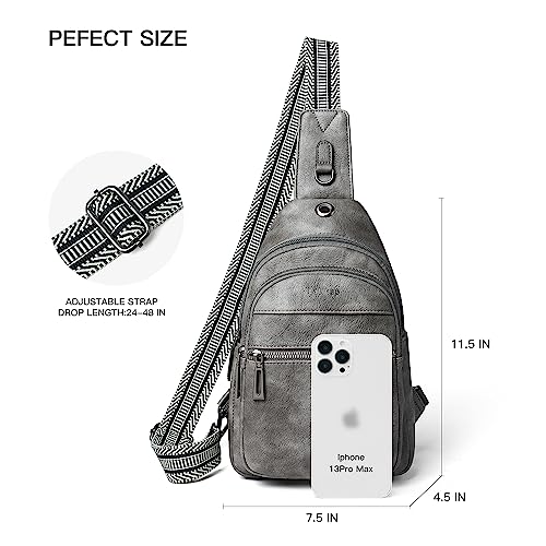 LATMAP 7L Sling Bag For Women Faux Leather Anti Theft Small Casual Daypack Backpack Fanny Pack Crossbody Chest Bags Purse Waterproof Dark Grey - color: Dark Grey