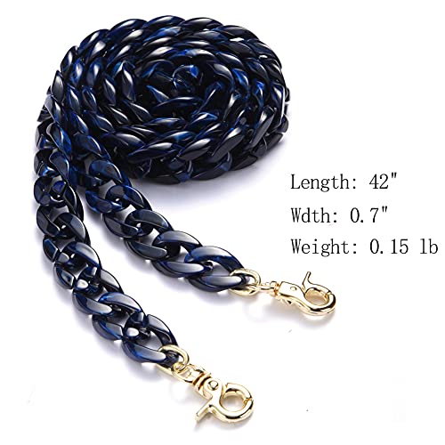 Aumey Clear White Black Brown Acrylic Chain Clutch Purse Strap Handles Bag Handbag Purse Replacement Chains 40 Inches - color: Navy