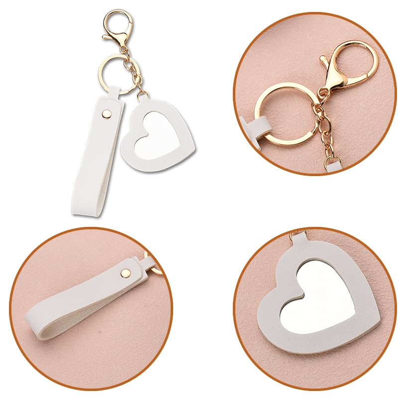 Sisadodo Lip Oil Lipstick Case with Mirror Lip Oil Lipstick Holder Key Chain for Car Keys Keychains Lipstick Organizer Case - color: White Mirror