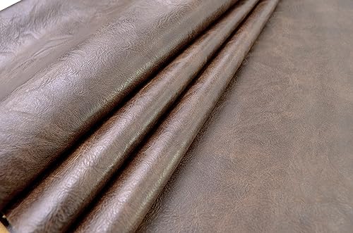1 Yards 54" x 36" Dark Brown Faux Leather Fabric Distressed Crazy Horse Soft Fake Leather Fabric by The Yard Dark Brown Upholstery Vinyl for Sofa Bags Chairs Car Seats DIY Crafts - color: Dark Brown (Crazy Horse Soft), size: 1yard (54''x36'')