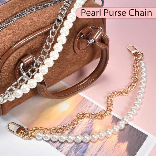1 Pack Purse Charms for Handbags, Gold Pearl Purse Chain Straps Replacement | Pearl Purse Chain for Handbags, Bag Charms and Purse Accessories for Women - color: A-Gold
