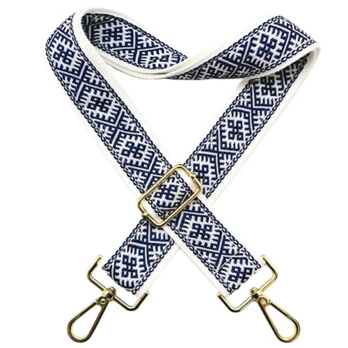 Purse Strap Bag Straps 1.5" Wide Adjustable Replacement Long Crossbody for Thick Shoulder Bags Canvas Handbags - color: Gold Hardware-1201-dark blue