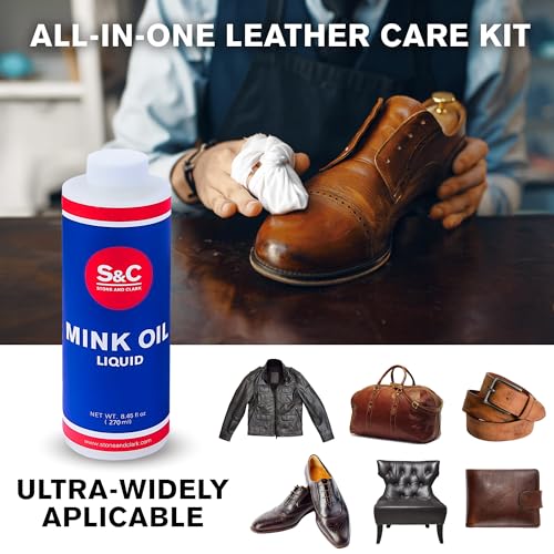 Stone and Clark Mink Oil for Leather Boot - Leather Conditioner & Protector for Boot, Belt, Saddle, Baseball Glove & Purse - style: Oil