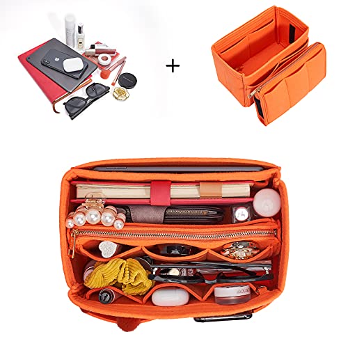 Vercord Felt Organizer Insert For Purse Handbag Tote Bag In Bag Inside Shaper Divider Neo Orange Small - color: A Orange, size: Small