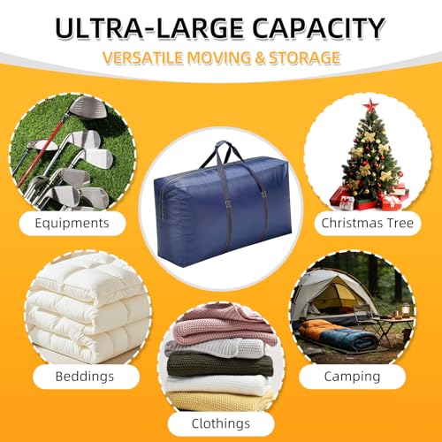 Extra Large travel duffel bag with Strong Handles, 100L Waterproof duffel bag, Durable Zippers, Extra Large Storage Totes for Space Saving and Moving Supplies, Blue - color: Blue, size: M - 31.5″× 11.8″× 16.5″