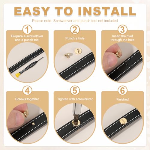 uxcell 30 Sets Chicago Screw Rivets M4x6mm Metal Phillips Head Post Nail Rivet Stud Screws Connectors for DIY Leather Belt Bag Craft Bookbinding, Brass - size: M4x6mm