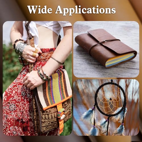 2 Rolls 100% Genuine Round Leather Cord for Jewelry Making & Leather Crafting, 2mm Thin Leather String Lace, Real Leather Rope for Crafts, Bracelets, Necklaces, Hanging, Braiding (Distressed Brown)