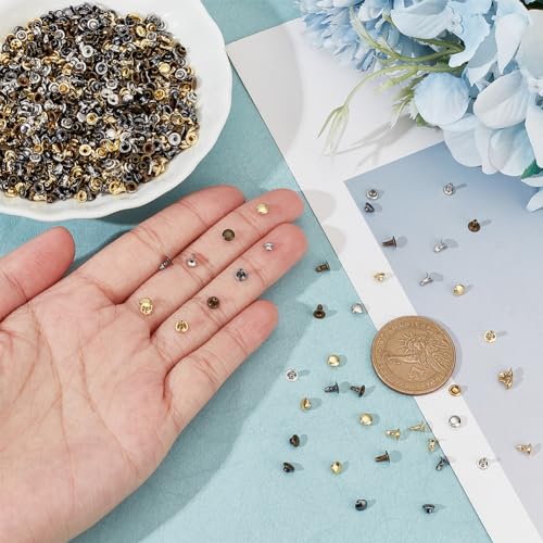 FINGERINSPIRE 320Sets 4mm Tubular Round Cap Leather Rivets Double Cap Rivets Metal Rapid Rivet for Studs Leather Craft Key Fob Clothing Pets Collar Boots (Antique Bronze Golden Gunmetal Platinum) - color: Tubular Round Cap