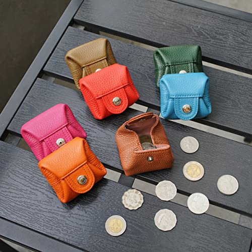 Cockatoo Genuine Leather Coin Pouch Change Holder, Mini Snap Pocket Wallet for Men Women (Shifting Sand,Large) - color: Shifting Sand, size: Large