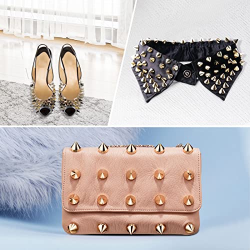 uxcell 100 Sets Cone Spikes Studs, 7x10mm Studs and Spike Metal Screw Back Rivet for Clothing Belts Bags Shoes DIY Leathercraft, Rose Red - color: Rose Red