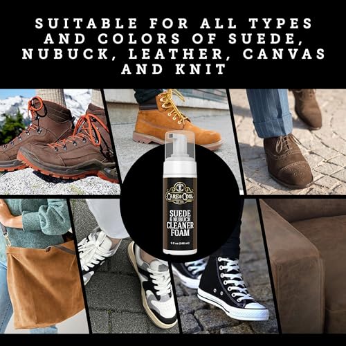 Care & Cool Suede & Nubuck Foam Cleaner Kit, Hog Brush, Eraser & Cloth | Penetrates Pores to Lift Dirt & Grime, Preserves Natural Look & Texture, No Harsh Chemicals, For Leather, Canvas & Knitwear - style: Foam Cleaner