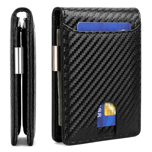 FALAN MULE Money Clip Wallets for Men RFID Blocking Front Pocket Wallet Slim Bifold Card Holder Minimalist - color: Na-Black