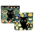 2Pcs PU Leather Small Squeeze Coin Purse Pouch Mini coin Bag Unique And Cute Wallet Cosmetic Bags Change Bag For Women Girls Men （Flowers and Black Cats - color: Flowers and Black Cats