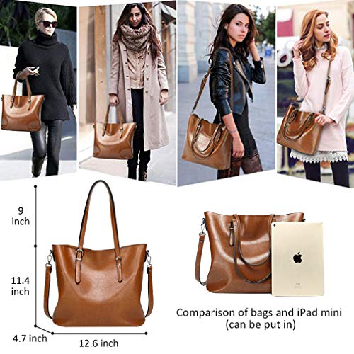 Pahajim Faux Leather Tote Bag for Women, Large Zipper Shoulder Purse - color: 2green