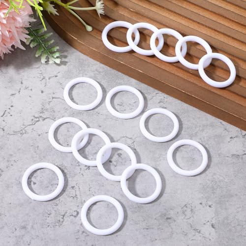 Plastic O Rings 15 Pack, 1 Inch White Craft Ring, Plastic Crochet Hook Circle Ring Curtain Rings for Handbag, Curtain, Craft Projects