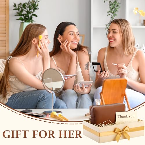 Kigeli Leather Makeup Bag PU Leather Cosmetic Pouch Wide-open Waterproof Toiletry Organizer with Dividers Travel Bag Birthday Valentine's Day Gifts for Women Friend Sister Daughter BFF(Brown) - color: Brown