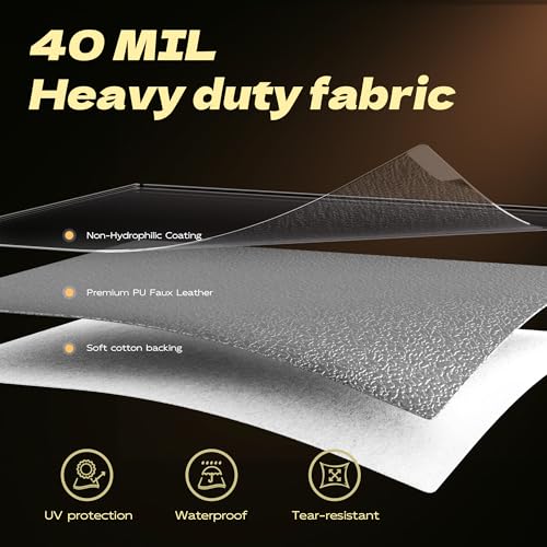 Marine Vinyl Fabric Faux Leather Upholstery, 1mm Thick, Waterproof & UV Resistant, Cotton Backing, Boat, Automotive, Crafting & Outdoor Pleather – 72" x 54" (2 YD), Grey - color: Grey, size: 2YD(72"x 54")-Folded