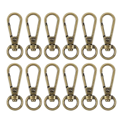 uxcell 12 Pcs Swivel Clasp Hooks, 0.39 Inch D Ring Swivel Purse Clips for Handbag, Purse Strap Hardware for Bag Making, Push Gate Lobster Clasp, Bronze - color: Bronze