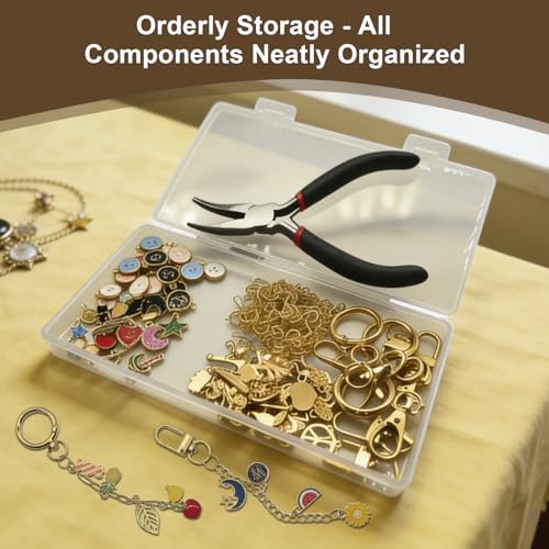 Aucscott Lip Gloss Charms Keychain Making Kit, Make Your Own Keychain Kit for Girls - DIY Jewelry Craft Kits with A-Z Letter Charms for Custom Key Chain Lipgloss Lip Balm Purse Bag Handbag - color: Gold - 263Pcs Kit