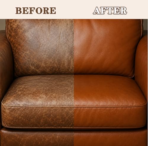4-Piece Leather Cleaner & Conditioner Kit, 4oz Each | For purses, car seats, leather boots & small leather goods, fades surface stains & minor scuffs, kit with cloth & sponge