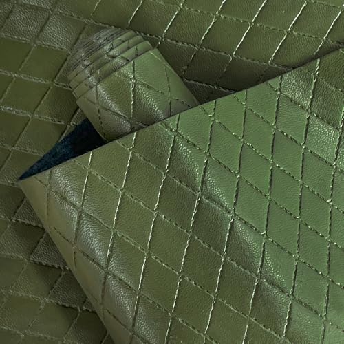Diamond Quilted Pattern Artificial Faux Leather 11.8x53inch (30x135cm) Super Soft Craft Supplies Synthetic Leather DIY Hair Bows, Handbags and Craft Supplies (Dark Green) - color: Dark Green