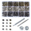 INNEOTC 90 Sets - 12mm(1/2") Metal Gunmetal Black Plated Steel Snaps Fastener Leather Rapid Rivet Button Sewing with Seting Tool (12mm, Mixed) - color: Mixed, size: 12mm