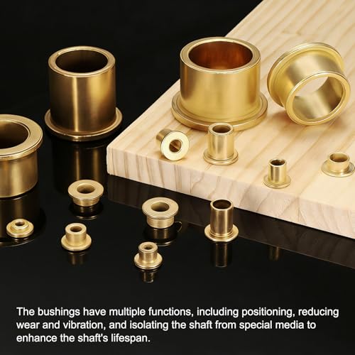 uxcell 4Pcs Flange Sleeve Bearings, 12mm Bore x 16mm OD x 20mm Length, Self-Lubricating Sintered Bronze Bushings - size: 12x16x20mm