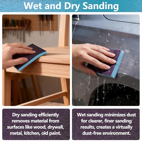18 Pack Wet Dry Sanding Sponge Set, 180 Grit Foam Blocks Sandpaper - style: 180 Grit
