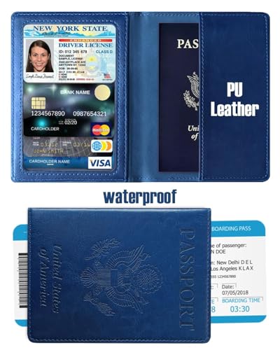 Sizobi Passport Holder for Travel Men, RFID Blocking Passport Covers Case - color: Navy blue