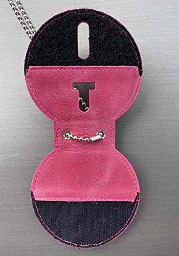 Dusty Rose Pink Full Grain Leather Law Enforcement Round Badge Holder with Belt Clip - Optional Use Around The Neck