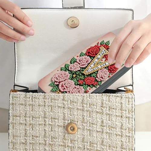 DIZAKIM 1pcs 5d Diamond Art Kits for Adults Small Diamond Painting Kit Gem Art Paint by Diamonds Dots Eyeglasses Case DIY for Beginner Women (#1) - color: #1