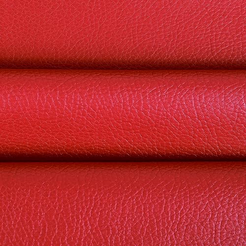 Marine Vinyl Upholstery Faux Leather Fabric, 1 Yard Red | Marine Grade Faux Leather Vinyl by the Yard, Waterproof, Soft & Durable, for Boat, Furniture Upholstery, DIY Sewing Crafts - color: Red, size: 1 Yard 55" x 36" (Pre-cut)