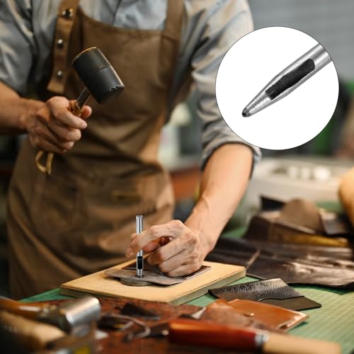 0.5MM Leather Hole Punch Tool [4PCS] - Metal Round Belt Hole Puncher Use for Leather Working & Belts & Watch Band & Paper & Plastic - [Silver Tone] Round Hollow Tools - size: 0.5mm
