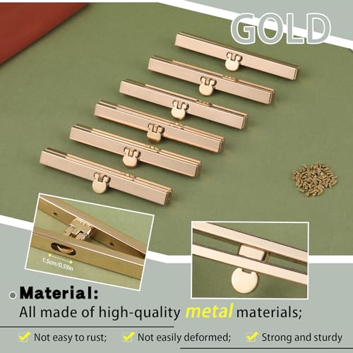 BUTUZE 6pcs Bag Clasps Purse, 4.52inches Metal Purse Frame Kiss Clasp Purse Frame, Purse Clasps for Bag Making, Metal Purse Frame Wallet Clasp, Bag Clasp for Purse Making, Bag Making - color: GOLD