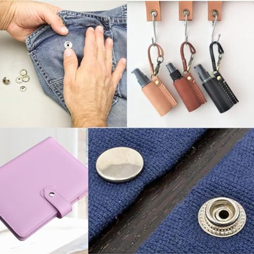 BetterJonny 200PCS Extra Long Post Brass Stainless Steel Snap Fastener Kit