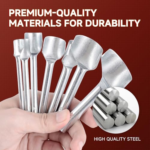 7Pcs Leather Craft Tools Precision Arc-Shaped Half Round Punch Set & Edge Cutters for Belt, Wallet, and Bag Making (Sizes from 10mm to 40mm)