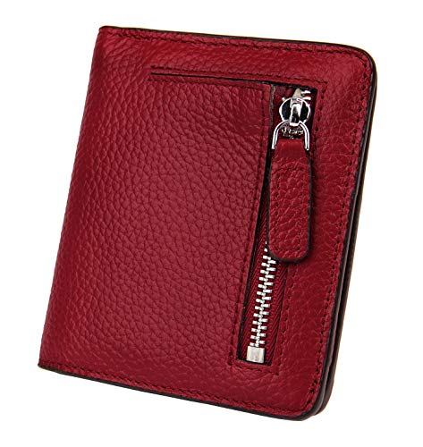 Small Leather Wallet for Women, Ladies Credit Card Holder RFID Blocking Women's Mini Bifold Pocket Purse - color: Wine Rfid Blocking