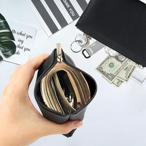 4Pcs Small Change Purse, PU Leather Zipper Coin Purse Pouch for Purse | Small Change Purse for Women Men, Portable Change Pouch, Mini Coin Pouch, Coin Bag, Change Holder for Coin Credit Card ID Key