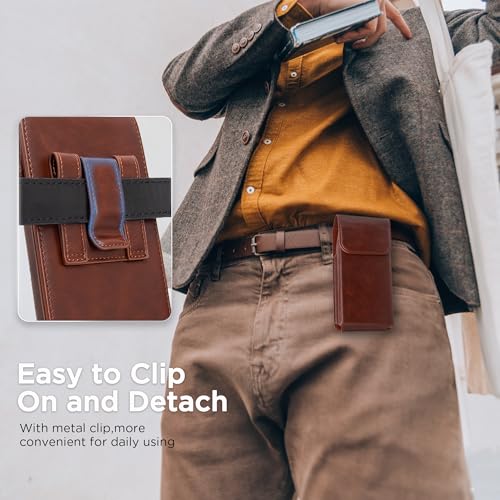 Holster for Galaxy S25 Ultra S24 Ultra S23 Ultra 5G Note 20 Ultra 5G Note 10+ Plus 5G, Premium Leather Pouch with Belt Clip Phone Holster Belt Case, Coffee -XL - color: Coffee, size: X-Large