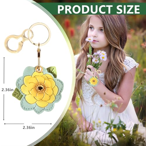 BORKUANA PU Leather Keychain holder Protective Case Compatible with AirTag - color: Camellia a