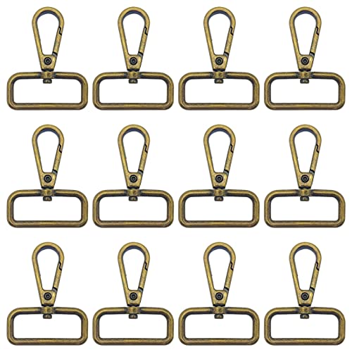 12pcs 1.25" Inside Diameter D Ring Lobster Clasp Claw Swivel Clasps Claw for Push Gate Snap Hooks Trigger Clips Swivel Snap Fashion Clips DIY Crafts Supplies(Antique Bronze) - color: 12pcs,1.25"