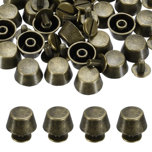 PATIKIL 12mm Screw Back Rivets Stud, 25 Sets Purse Handbag Feet Round Flat Nailhead Flat Head Stud Rivet Spike Leathercraft for DIY Leather Luggage Collar Belt Shoes, Bronze Tone - color: Bronze Tone, size: 12mm