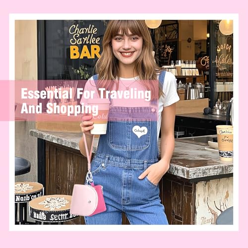 Mini Dual Pouch Wristlet Wallet for Women – Zip Around wristlet Keychain Wallet with 2 Wristlets, Ideal for Dog Walking, Coffee Runs & Lunch Break Essentials (Rose+Pink) - color: Rose+Pink