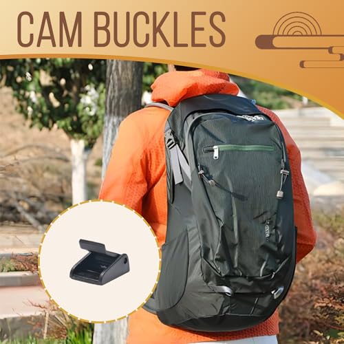 CooBigo 5pcs Webbing Cam Buckles Plastic Black Toggle Clip Backpack Straps - color: 5/8 Inch